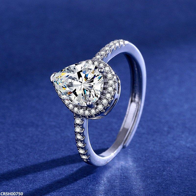 Sparkling Teardrop Adjustable Ring