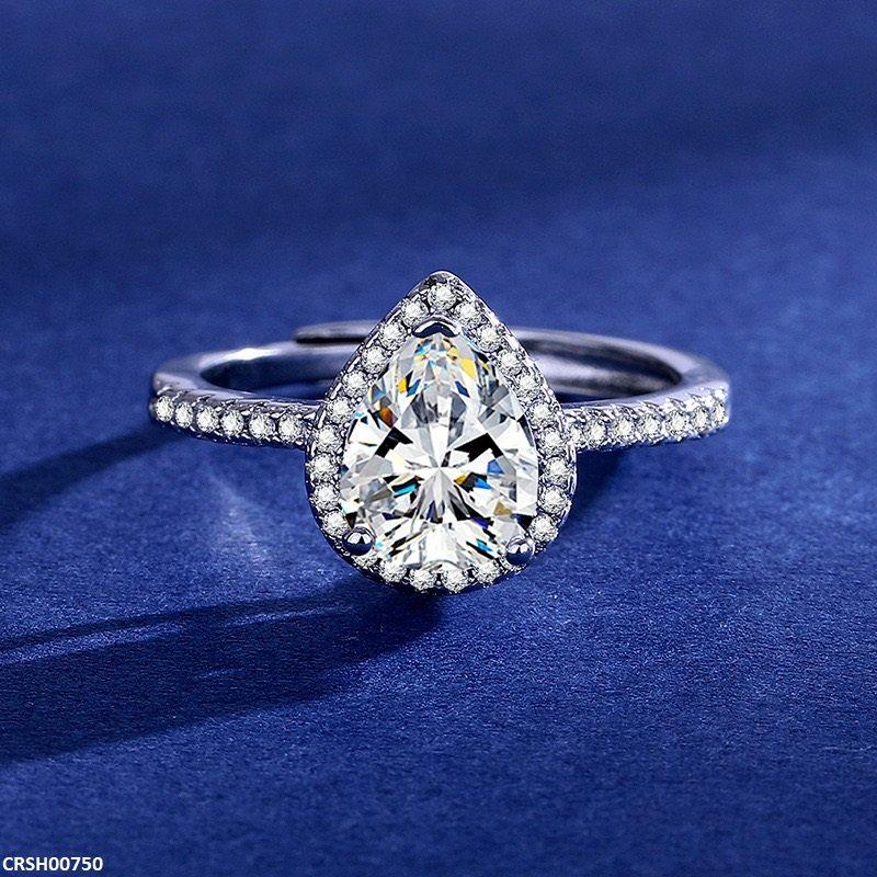Sparkling Teardrop Adjustable Ring
