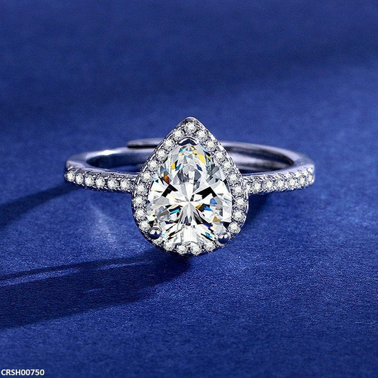 Sparkling Teardrop Adjustable Ring